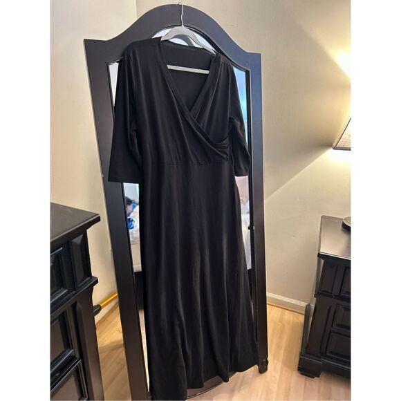 NEW Maxi Dress Deep V Neck 3/4 Sleeves Plus Size Pockets NO BELT 2X - Picture 6 of 6